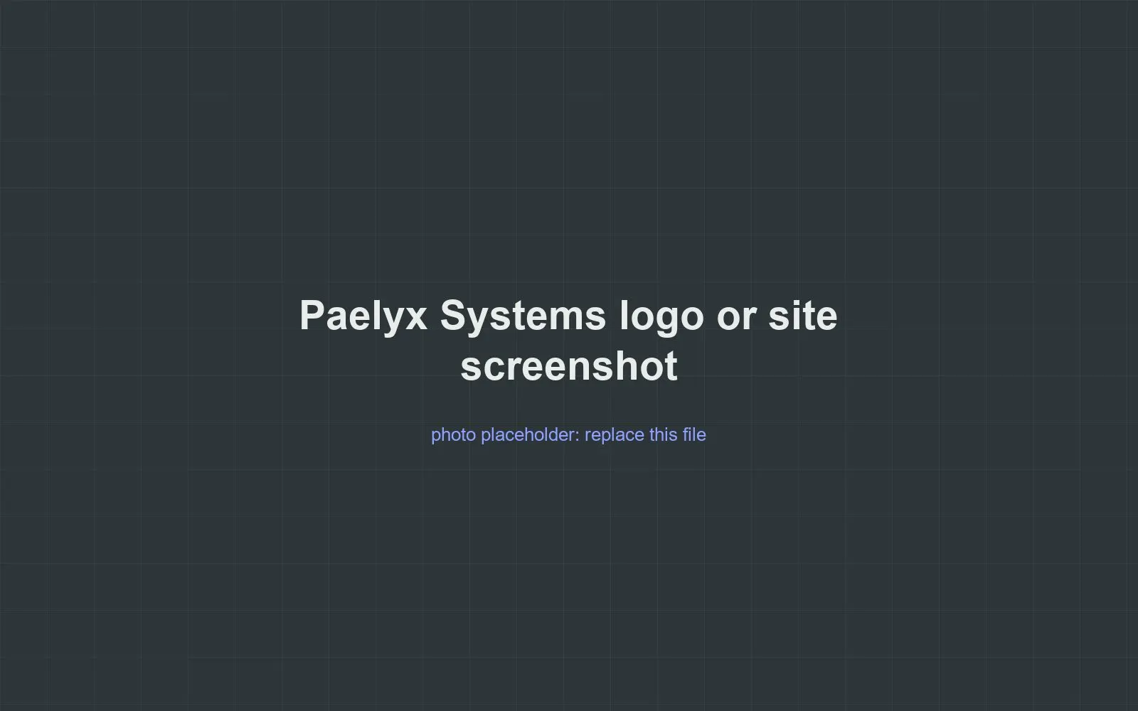 Placeholder for the Paelyx Systems name and logo.