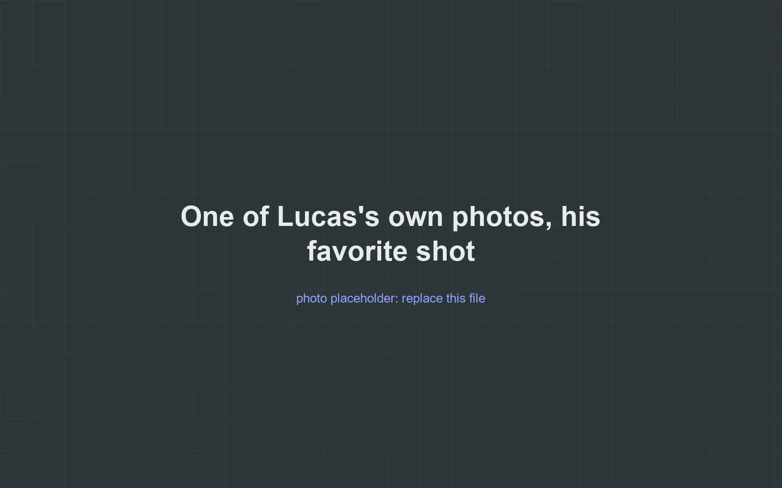 Placeholder for one of Lucas's own photographs
